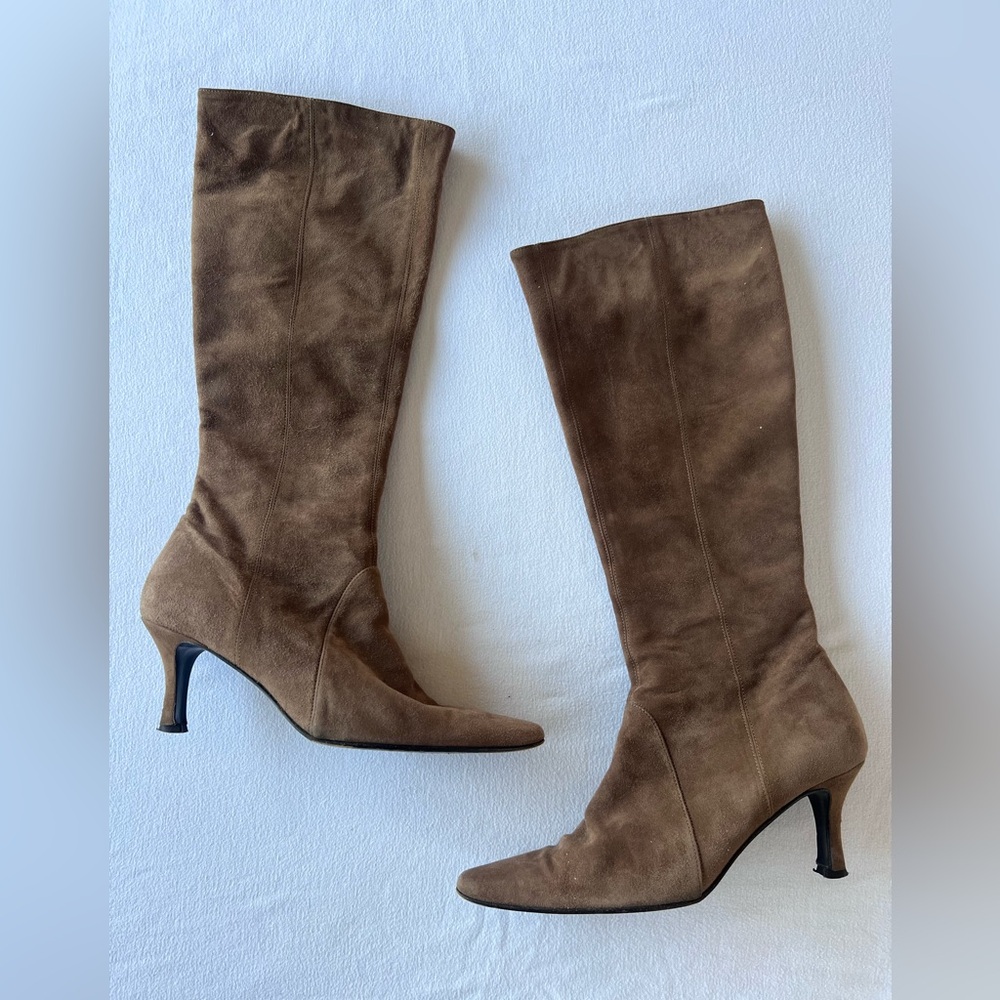 Rare Vintage Saks Fifth Avenue Suede Zip-up Boots in Mushroom Color / 70s 90s